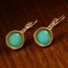 Huajie Elegant Green Resin Stone Pendant Earrings for Women Golden Border Party Ethnic Ear  Gift Trend