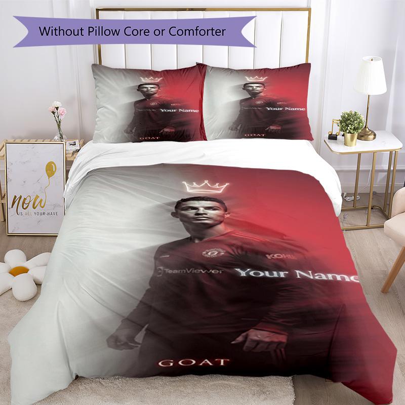 Cristiano Ronaldo Customize Your Name Bed CoverBed Perfect for Study Room Breathable Duvet Cover Bedroom Decor Best for Christmas