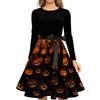 Women's Vintage Halloween Print Round Neck Casual Dress for Everyday Wear
