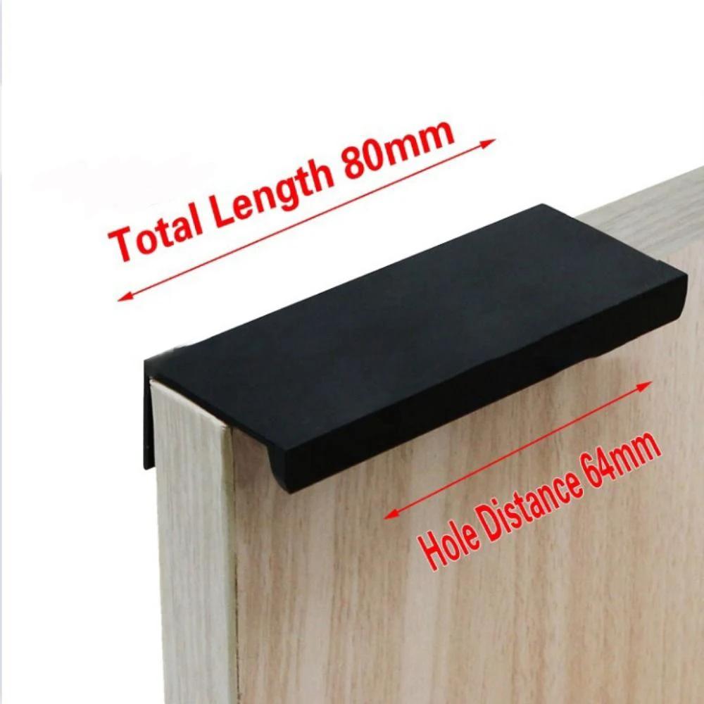 80/120/150/200mm White Hidden Cabinet Handles Aluminum Alloy Kitchen Cupboard Drawer Knobs Long Pull Handle with 16mm Screws