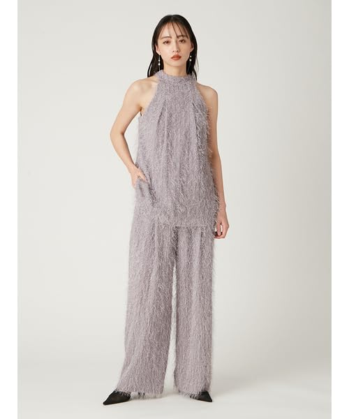 FRAY Fringe Jacquard Halter Top Size F I.D. Women's FWFB252116, Gray,