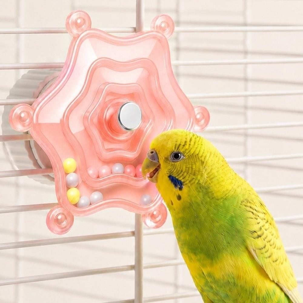 Bite Resistant Birdcage Chewing Puzzle Toy Colorful Beads Interactive Spinning Wheel Bird Play