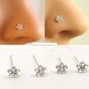 Silver Flowers Nose Stud Little European and American Style Puncture Nose Ring Indian Nose Bean Nose Studs Non-Allergic Stylish Diamond-Embedded