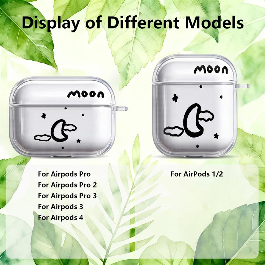 Clear Earphone Cases Cover Case For Airpods 2 4 Pro3 Pro 3 Pro2 1 Cartoon Moon Sun