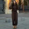 Women's Casual Fashionable Solid Color Half-open Pullover Hoodie Foot-tight Pantsuit