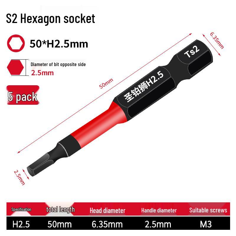 Extended S2 Hex Socket Driver Bits Set for Electric and Pneumatic Screwdrivers