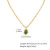 Vintage Oval Gemstone Pendant Necklace for Women, Nature Malachite Opal Stone Stainless Steel Figaro Chain Waterproof Jewelry
