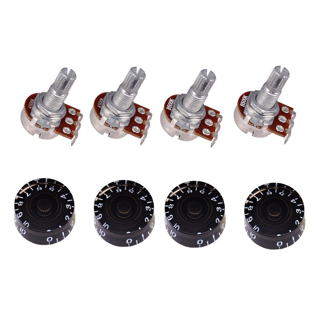 Guitar Volume Tone Speed Control Knobs 500K Potentiometer Acrylic Long Shaft for EPI LP Electric Guitar чёрный