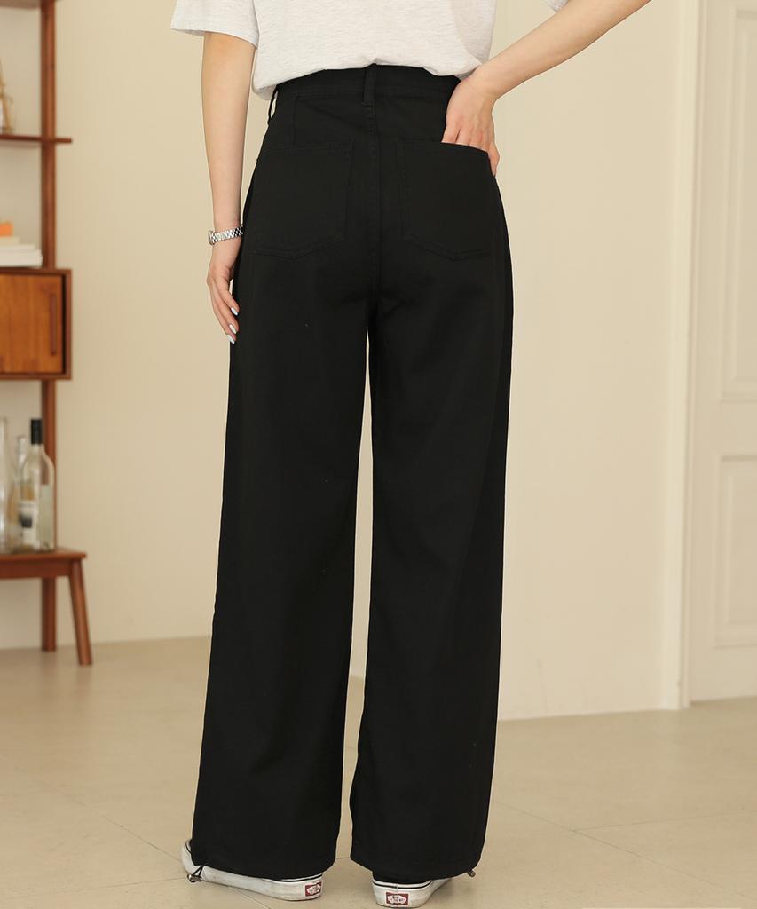 Ppaeppae Tight-Hem Jogger Long Wide Cotton Pants