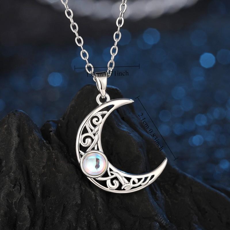 1Pc Fashion Design Sun and Moon Couple Necklace Synthetic Zircon Lucky Necklace Crescent Necklace