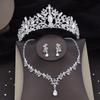 Silver Colors Crystal Bridal Jewelry Sets Women Fashion Tiaras Earrings Choker Necklace Wedding Dress Bride Crown Jewelry Set