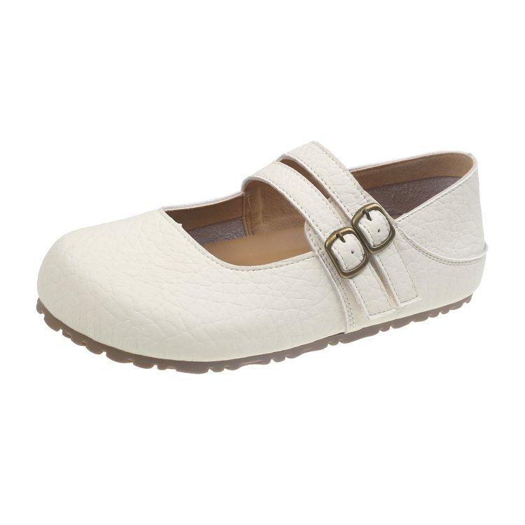 

Mary Jane shoes women s 2025 new summer one-word buckle round head with skirt night breeze gentle shallow mouth flat-soled single shoes 40