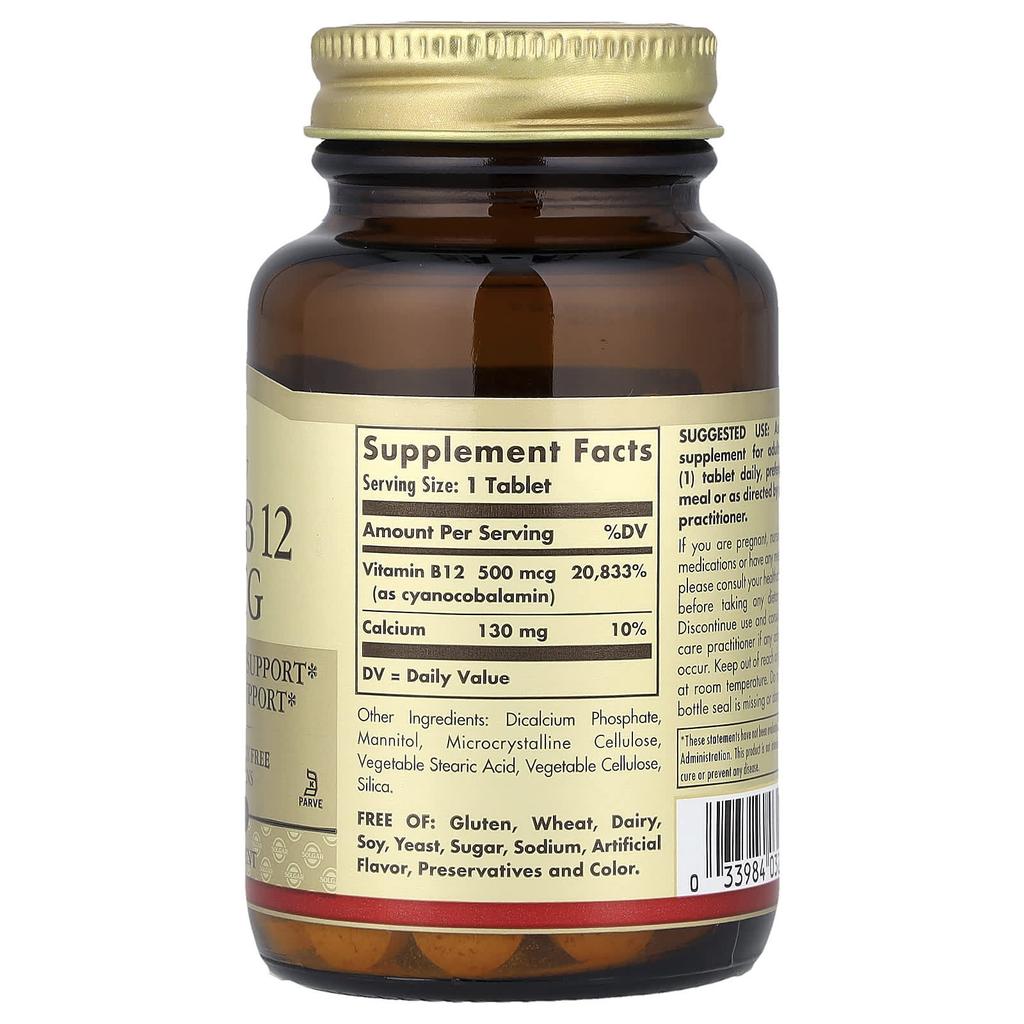 Vitamin B12, 500Mcg, 100 Tablets