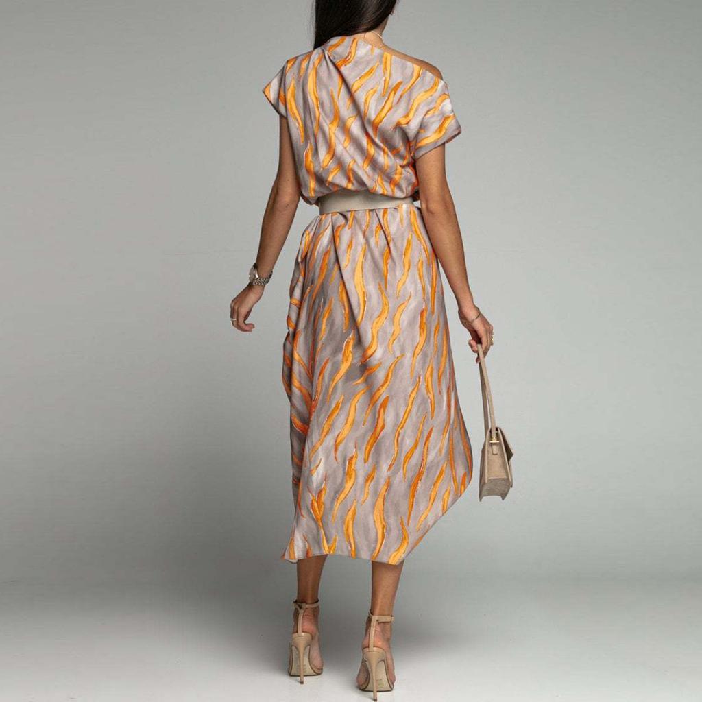 Fashion Women's Casual Fashion Printed Pullover Short Sleeve Dress