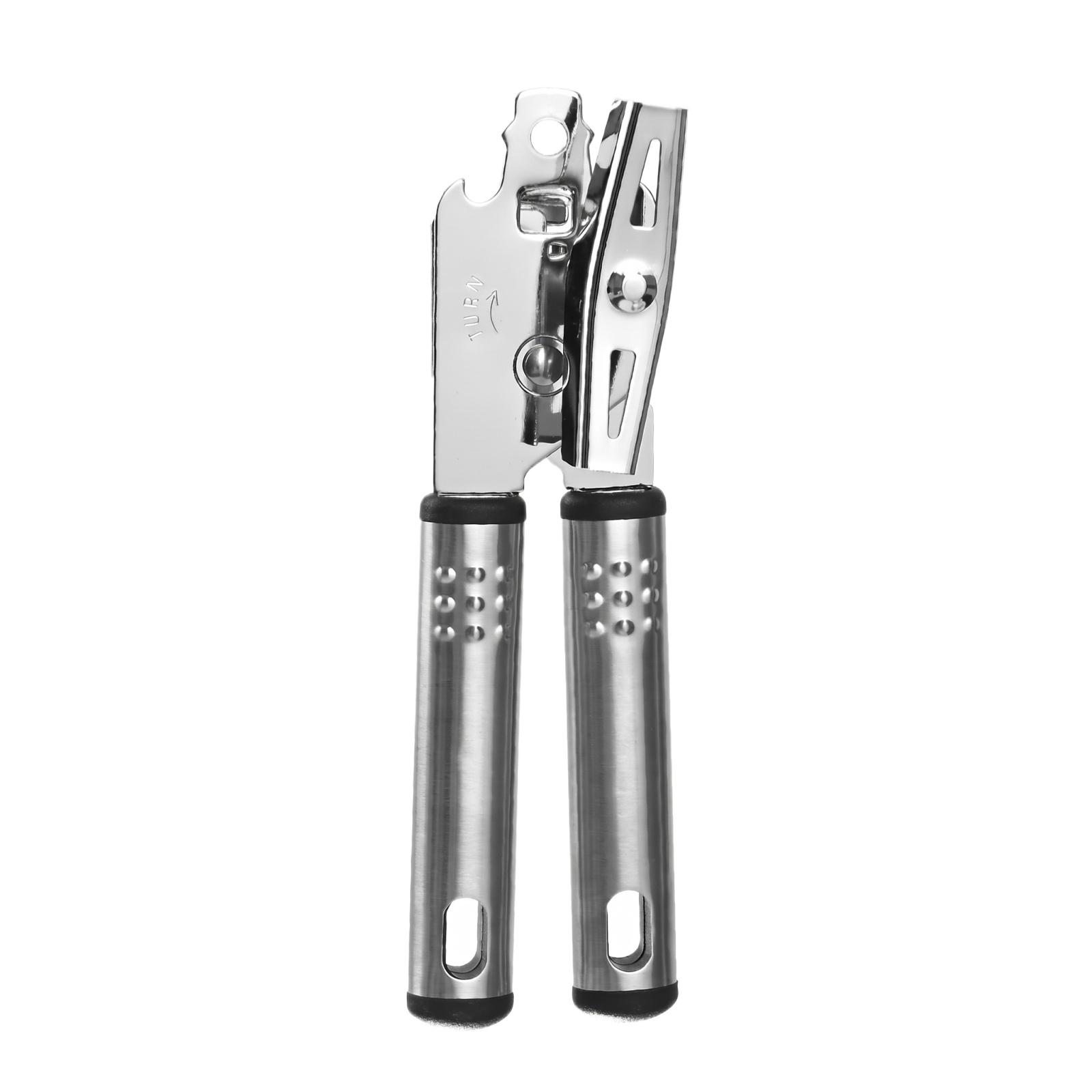 Manual Can Opener with Non Slip Handle Stainless Steel Multi Function Kitchen Tool for Home Use Easy Cutting and Safe Operation One Size серебряный