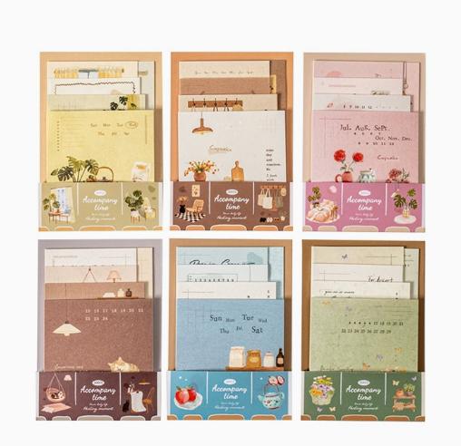 6packs/lot Memo Pads Material Paper Accompanying your time Junk Journal Scrapbooking Cards Retro Background Decoration Paper