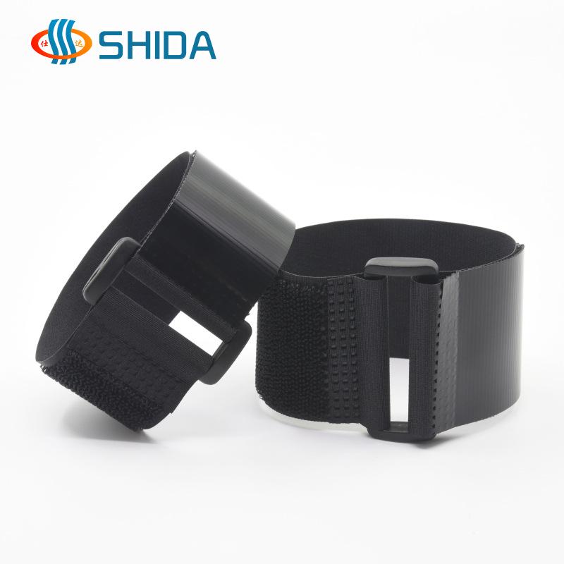 Black Velcro Non-Fluffing Cable Management Strap with Reverse Buckle