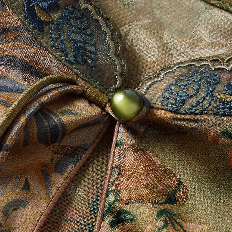 Pasite Autumn New Chinese Style Chiffon Top & Pants Set