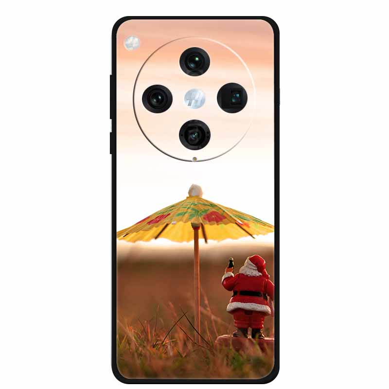 Christmas Cover For Oppo Find X8 Pro 5G 6.78"Black Silicone Cases TPU Santa Claus Christmas Tree Back Cover For Oppo Find X8 5G