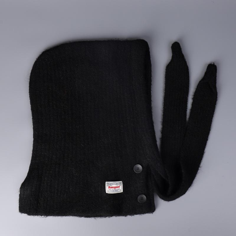 Korean Knitted Balaclava Hat Women's Winter Warm Scarf Integrated Hooded Scarf Knitted Wool Beanie Cap