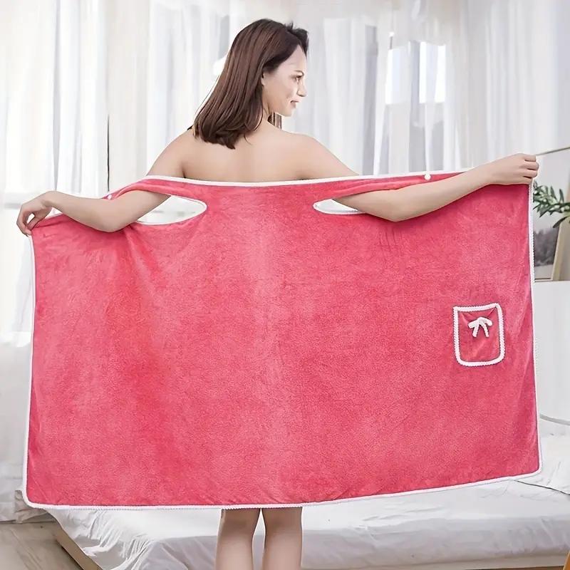 Plus Size Women's Wearable Shower Skirt,Women's Coral Fleece Wearable Bath Skirt Towel, Absorption Water Quick Drying Salon Spa Sauna Wrap Robe