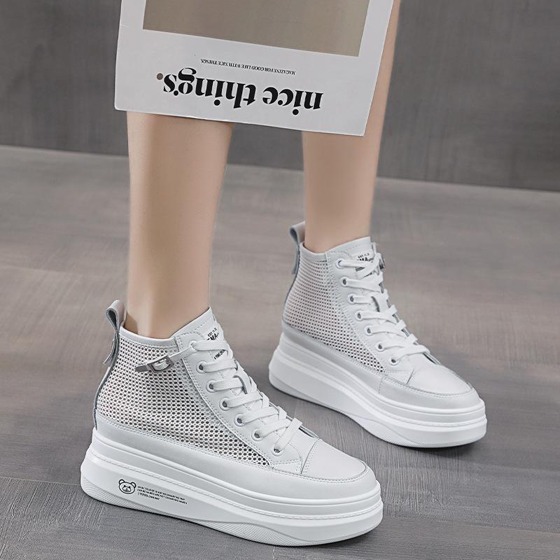 Casual shoes for women spring 2025 new high top mesh breathable sports casual board shoes Instagram trendy summer