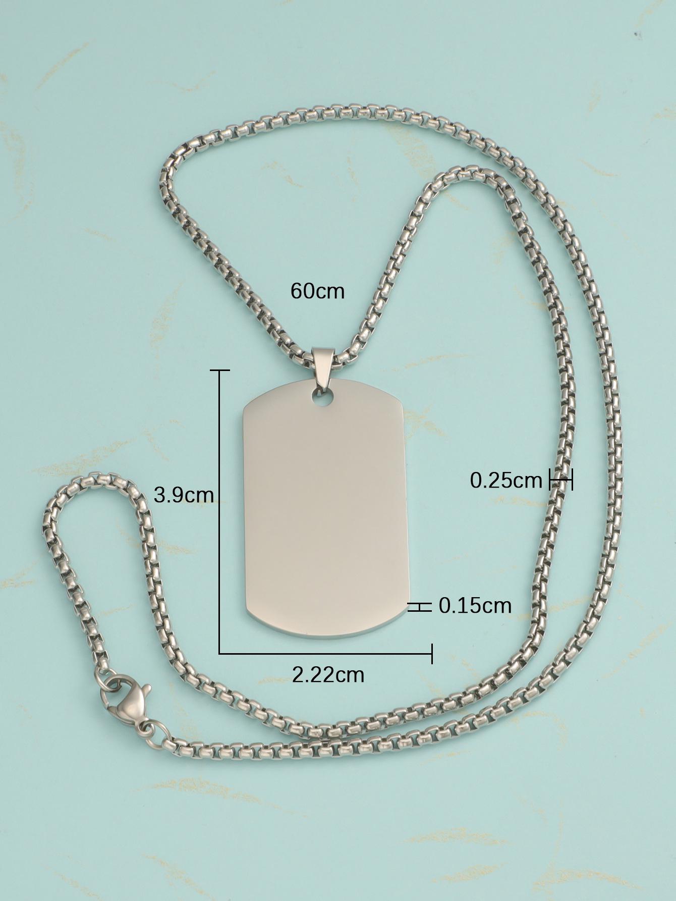 Men s Titanium Steel Hip-Hop ID Tag Necklace