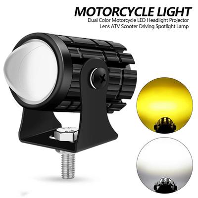 1PCS,Universal Dual Color Motorcycle LED Headlight ATC Scooter Driving Light for Motorbike Truck Off-road Moto Auxiliary Spotlights