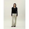 Anggae Smocked Knit Cardigan Black