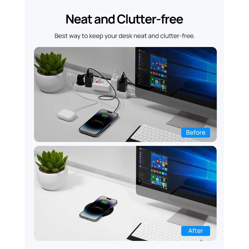 40mm Invisible Wireless Chargers Under Table Marble Furniture Desk Wireless Charging Station for iPhone Samsung  Xiaomi