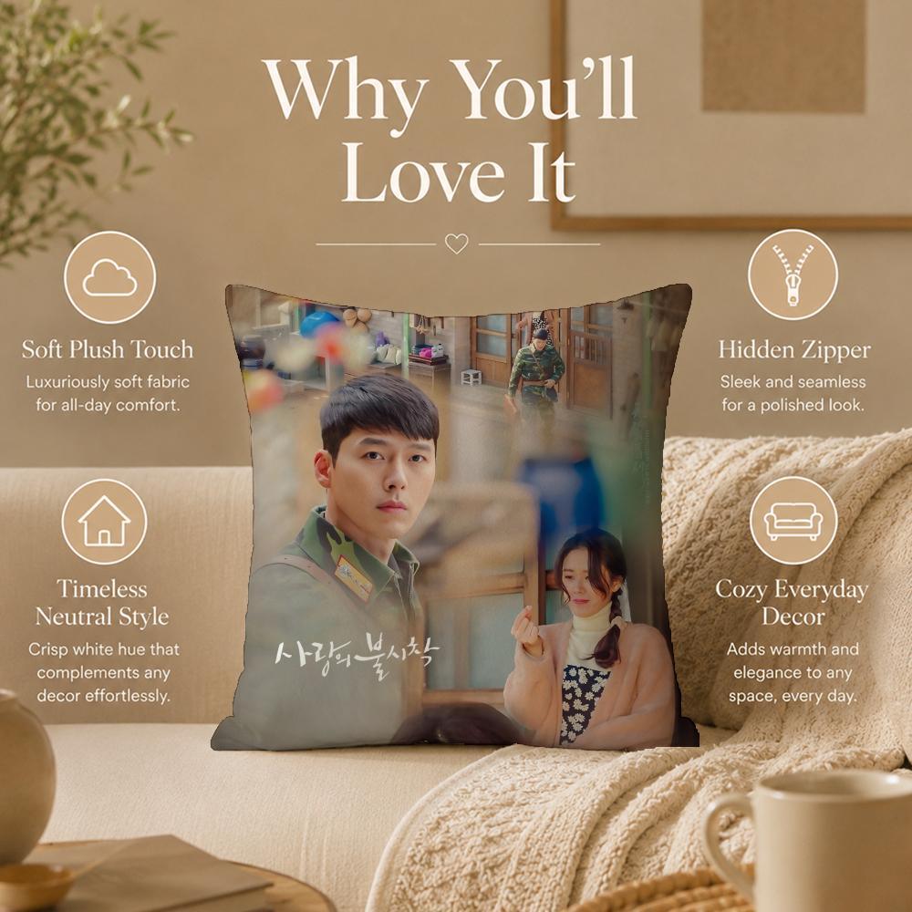 Drama C-Crash Landing on YouS Cushion Cover Double-Sided Printed Pillow Cover Hypoallergenic Dust-Mite Proof