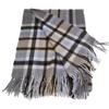Joshua Ellis [Brand New] CPG51174 NEW CHECKS2/2TWILL Check Cashmere Fringe Scarf Light gray, black, aqua blue, beigeUsed