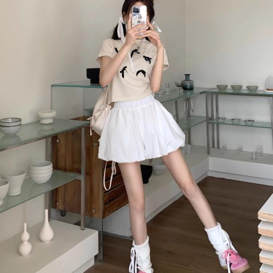 Women's Summer Bubble Shorts Casual High Waisted Puffy Shorts with Pockets Elastic Waist Balloon Mini Shorts