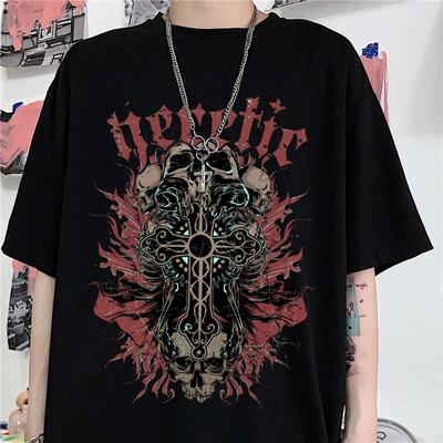 Sommer Goth Weibliche Horror Schädel Lose Männer und WomenT-shirt Punk Dark Grunge Streetwear Gothic Top T-shirts Harajuku Y2k Kleidung