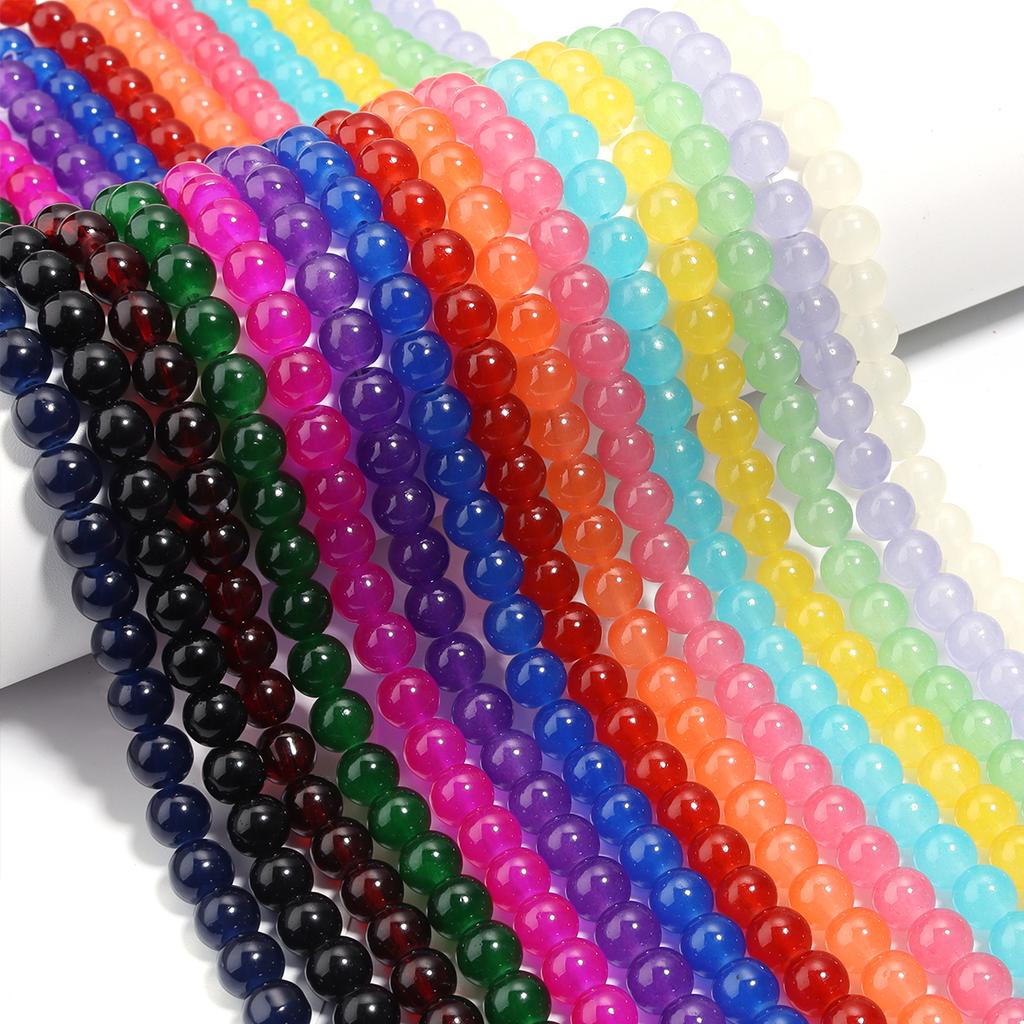 1 Strand 6/8mm Solid Color Glass Beads Loose Spacer Round Beads For Jewelry Making DIY Handmade Bracelet Necklace Accessories