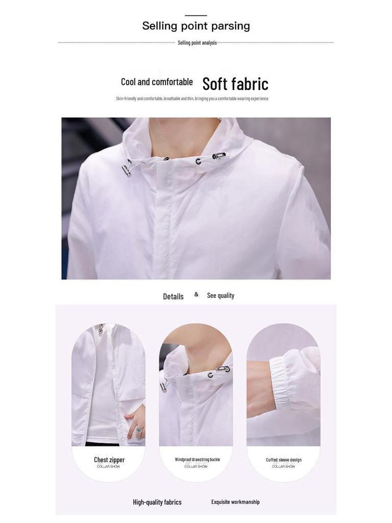 Coupe-vent léger pour homme avec protection solaire anti-UV - Veste respirante pour le sport.