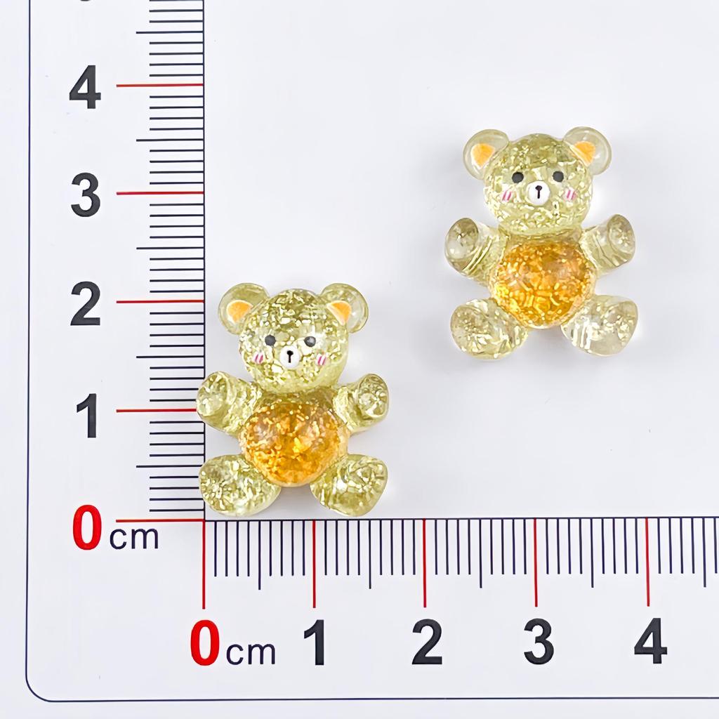 Cartoon Glitter Bear Resin Accessories: DIY Hair Clips, Ties, Crocs Charms, Magnets & Phone Case Decor