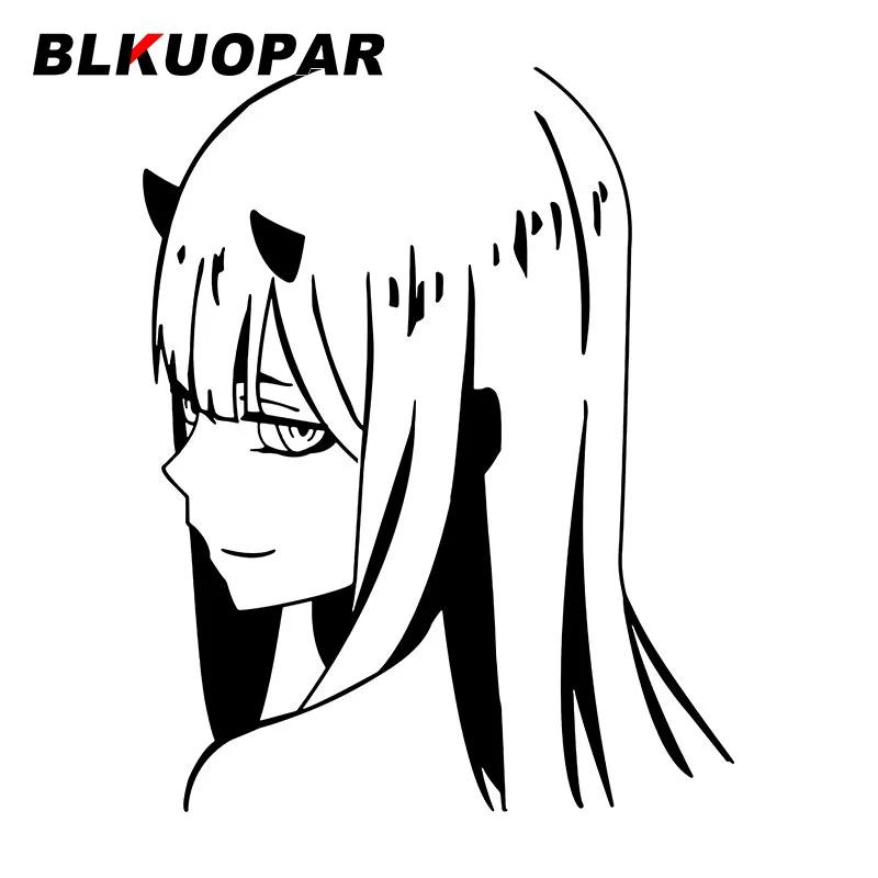 BLKUOPAR Zero Two Smile Anime Car Stickers Personality Peeker Cute Car Label Waterproof Sunscreen Silhouette Decal Decoration