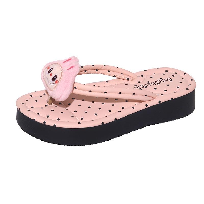 Fashion Flip-flops Women's New Cute Cartoon Wedge Heel Summer Wear 2025 Versatile High-end Foot Sandals