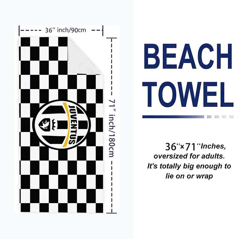 Juventus FC Print Beach Towel, Large Soft Quick Dry Towel for Beach Camping Swimming