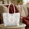 Fashion Heart Print Tote Bag Casual Large Capacity Shoulder Handbag for Daily Use