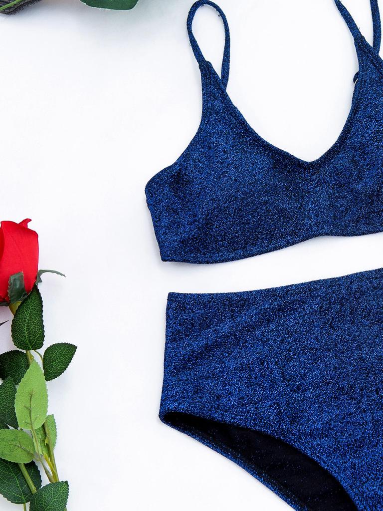 Multi-Color High-Waisted Split Bikini Swimsuit W85