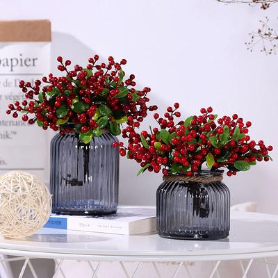 23CM Red Berry Artificial Plant Acacia Bean Blueberry Fruit Premium Christmas Fruit New Year Decoration Photography Props