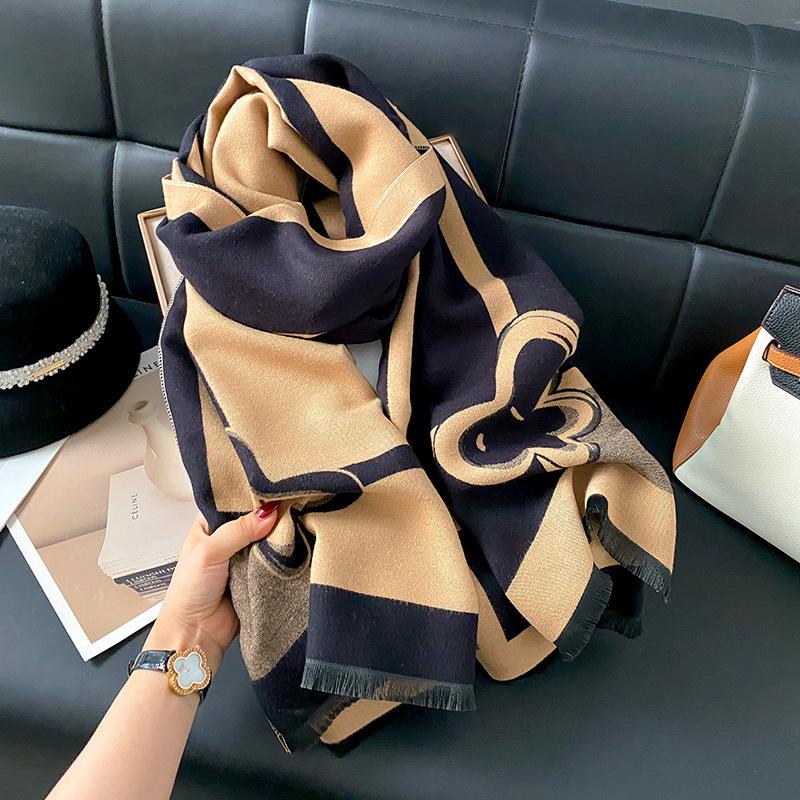 

Autumn and winter new bow warm long shawl dual-purpose double-sided thickened student scarf women s winter scarf 190*65cm