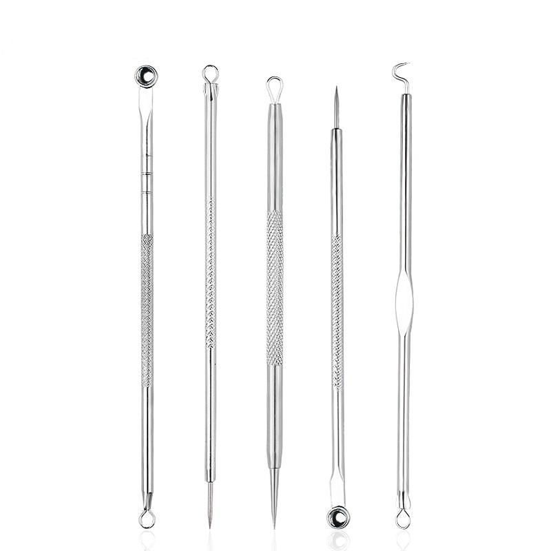 4pcs/set  Stainless Steel Blackhead Remover Tool Kit Face Massage Whitehead Pimple Spot Comedone Acne Extractor Face Massager