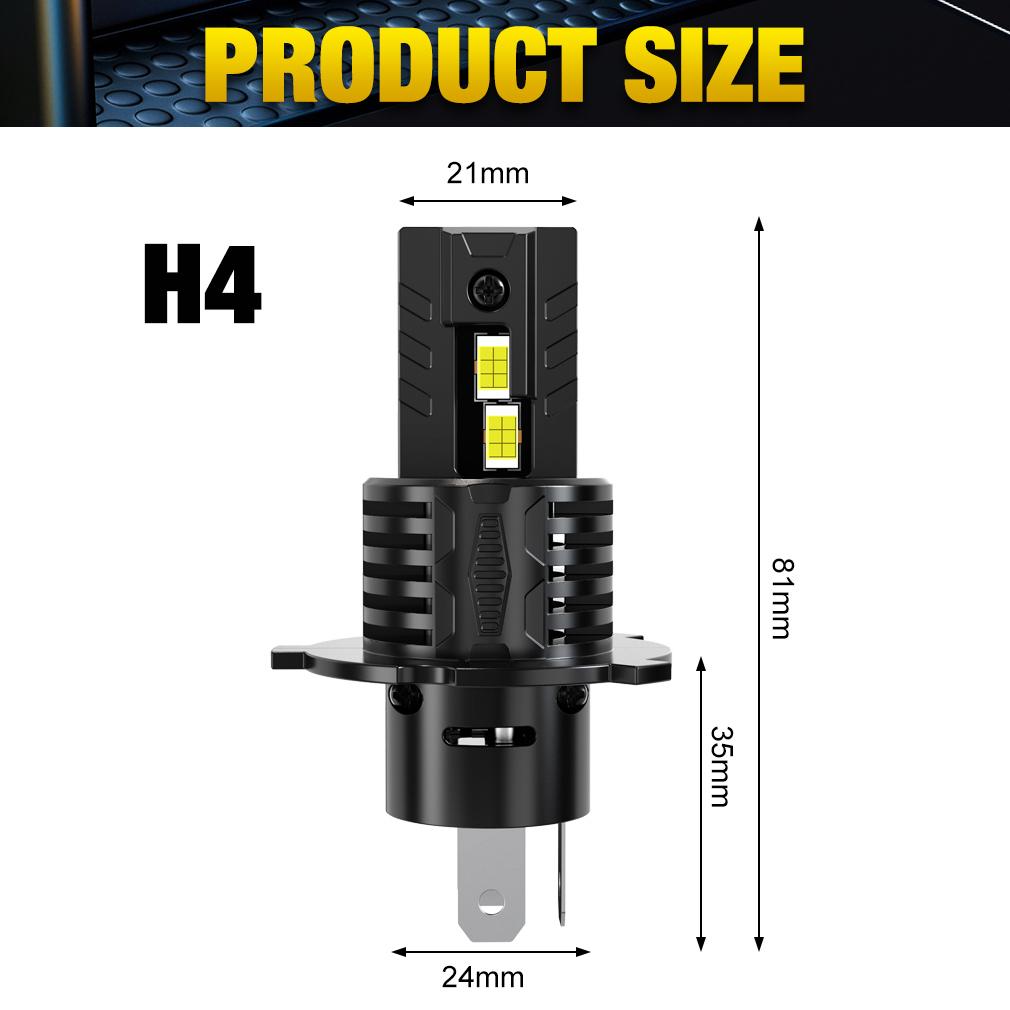2Pcs Canbus H4 LED Headlight Bulbs High Low Beam 25000LM Car Motorcycle Lights 24pcs 3570 CSP Turbo Led Copper Tube Lamps Auto Moto Headlamp 12V 6500K