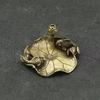 Creative Retro Brass Goldfish Lotus Leaf Miniature Statue Home Decoration Brass Sculpture Office Desk Decoration