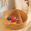 Cartoon Styles Sturdy Rattan Wall Mounted Storage Shelf with Bear Ears Designs for Organizing Accessories and Toy