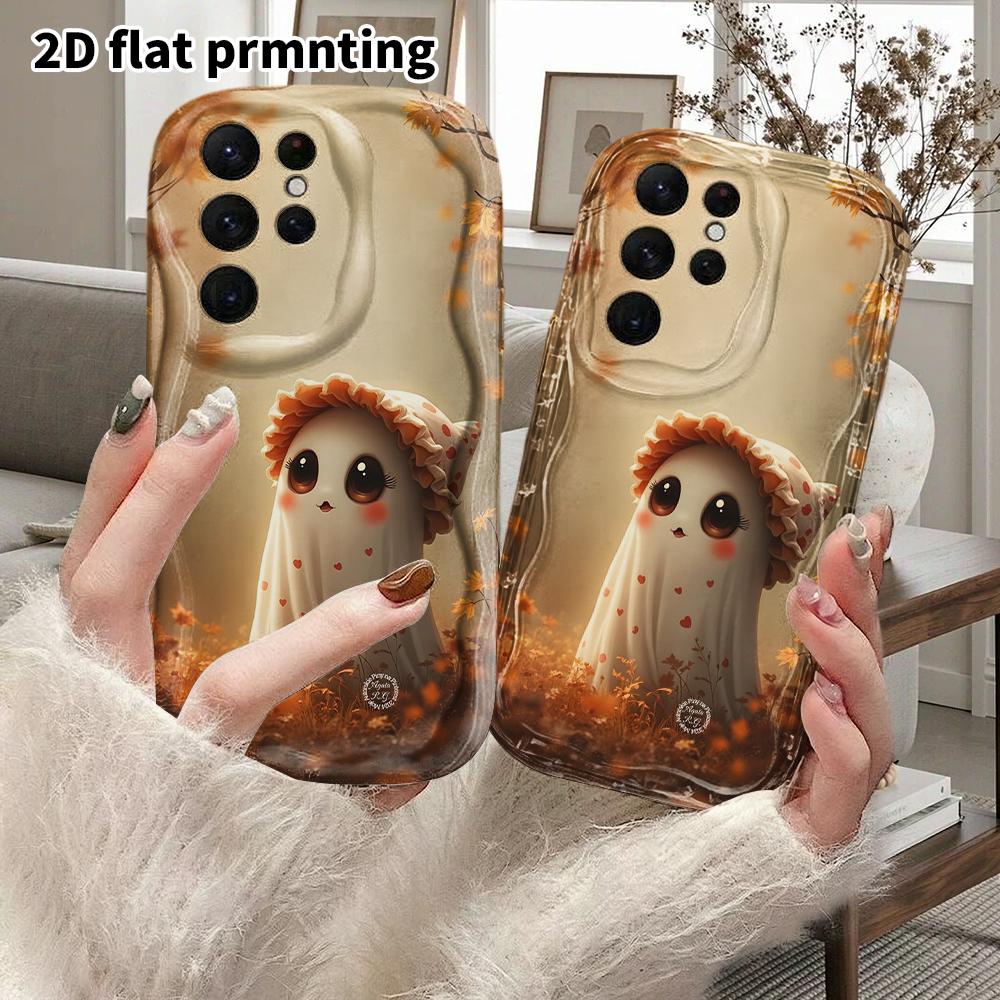 Phone Case: 2D Flat Samsung Galaxy A34 A35 M05 M06 S20 S22 S21 FE Plus 5G Protective Case, Couple Style, Ruffled Hat Ghost, Christmas and Halloween Gi