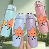 1PC Autumn Maple Leaf Set 750ml Color Plastic Sports Water Bottle Leakproof Flip Straw Lid Suitable for Sports Office Home Use